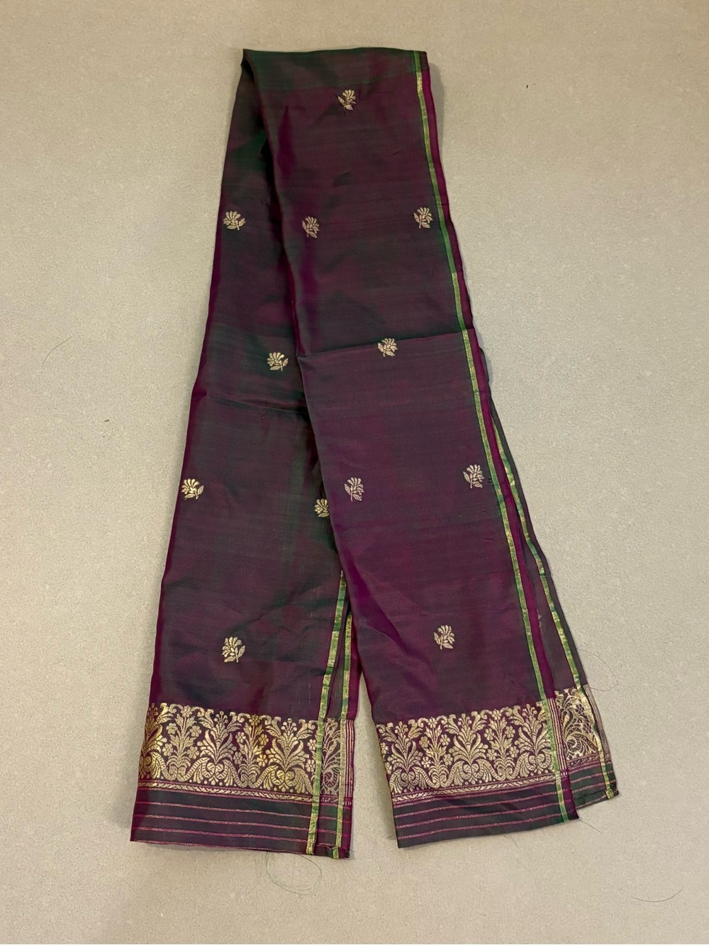 Purple Embroidered Women’s Scarf with Gold Motifs